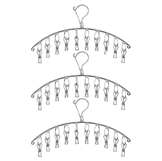 ステンレスハンガー 10ピンチ 3本セット