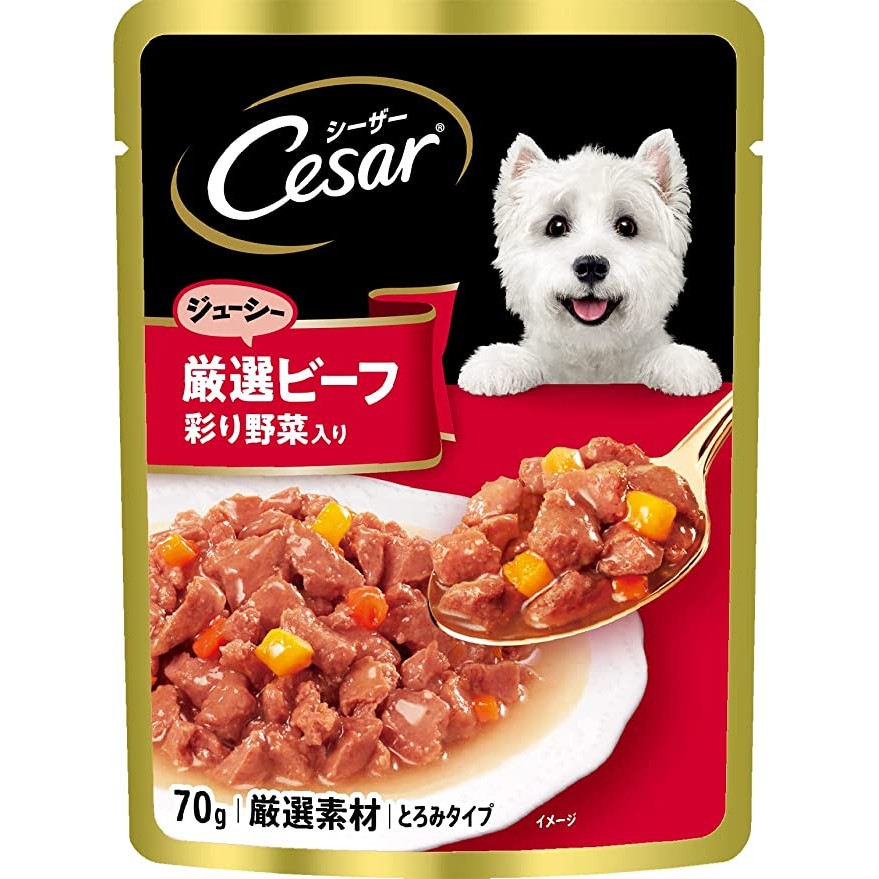 Cesar（シーザー） パウチ 成犬用 厳選ビーフ入り 野菜入り 70g×16個