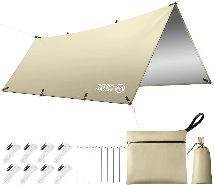 OUTDOORMASTER 防水タープ 日除け 遮熱 遮光 軽量 UPF50+ 紫外線カット 3000mm耐水圧 300D高密度生地