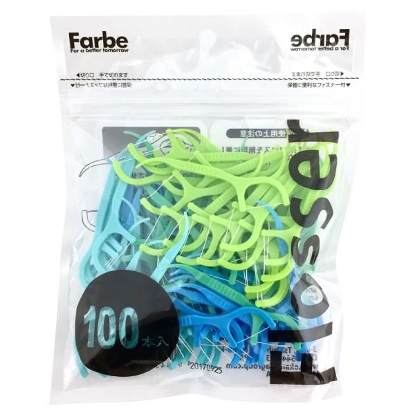 デンタルフロス Farbe Flosser ファルベフロッサー ブルー 1袋（100本入）